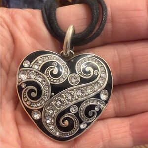 Brighton Black and Silver Crystal Heart Pendant Necklace